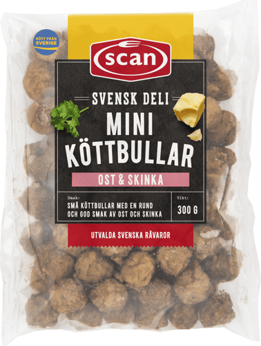 704957 Miniköttbullar ost skinka 300g ovan