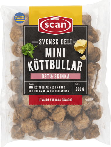 704957 Miniköttbullar ost skinka 300g ovan