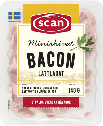 674336 Miniskivat bacon 140g ovan