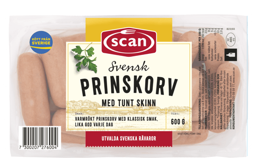 607246 Prinskorv tunt skinn 600g
