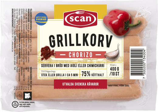 610130 Grillkorv chorizo 400g skinnfri