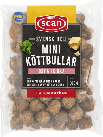 704957 Miniköttbullar ost skinka 300g ovan