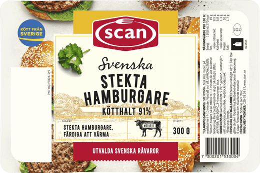 701530 Stekta hamburgare 300g ovan