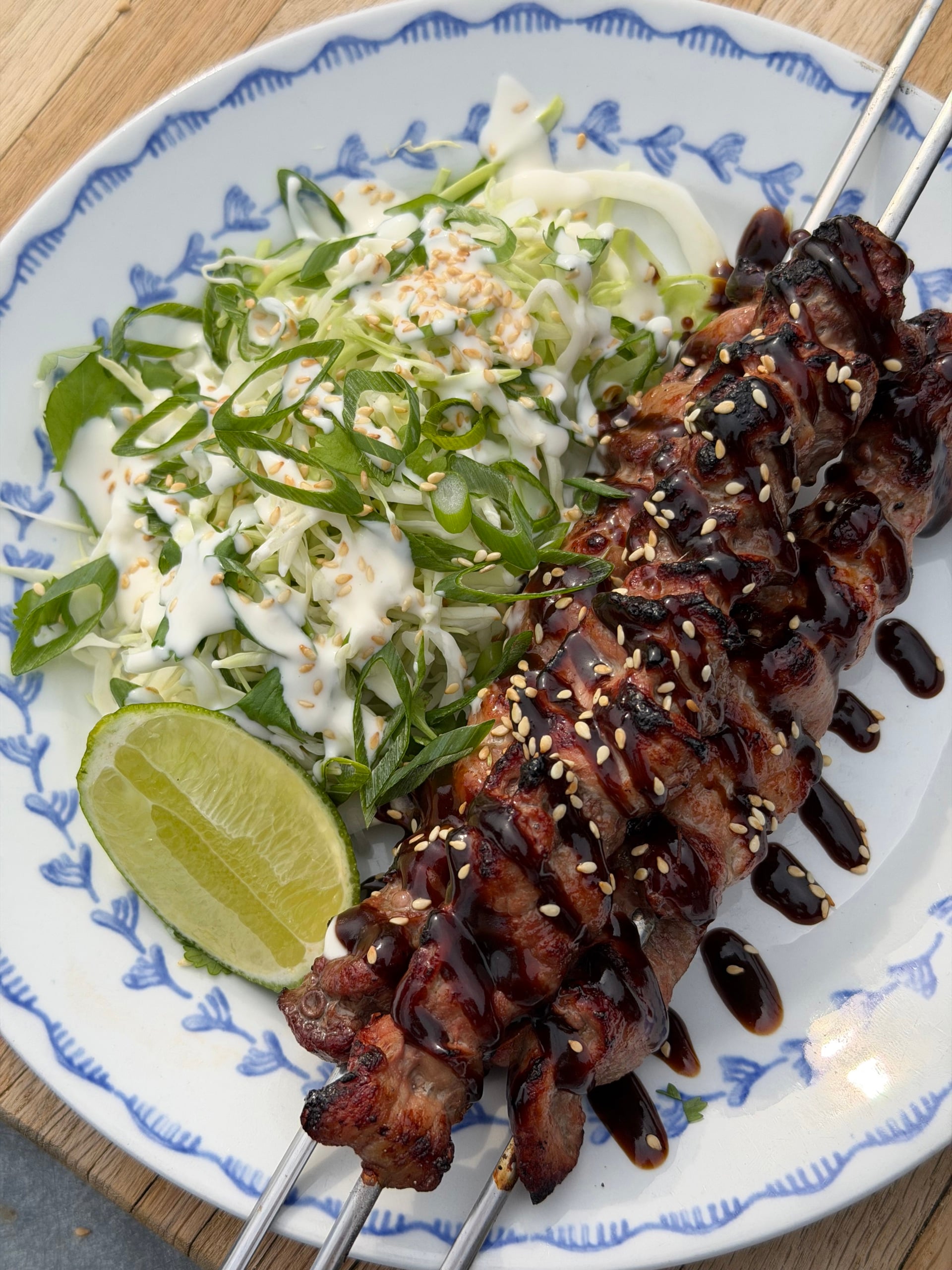 Grillspett på skinkstek med sichuanhoisinglaze