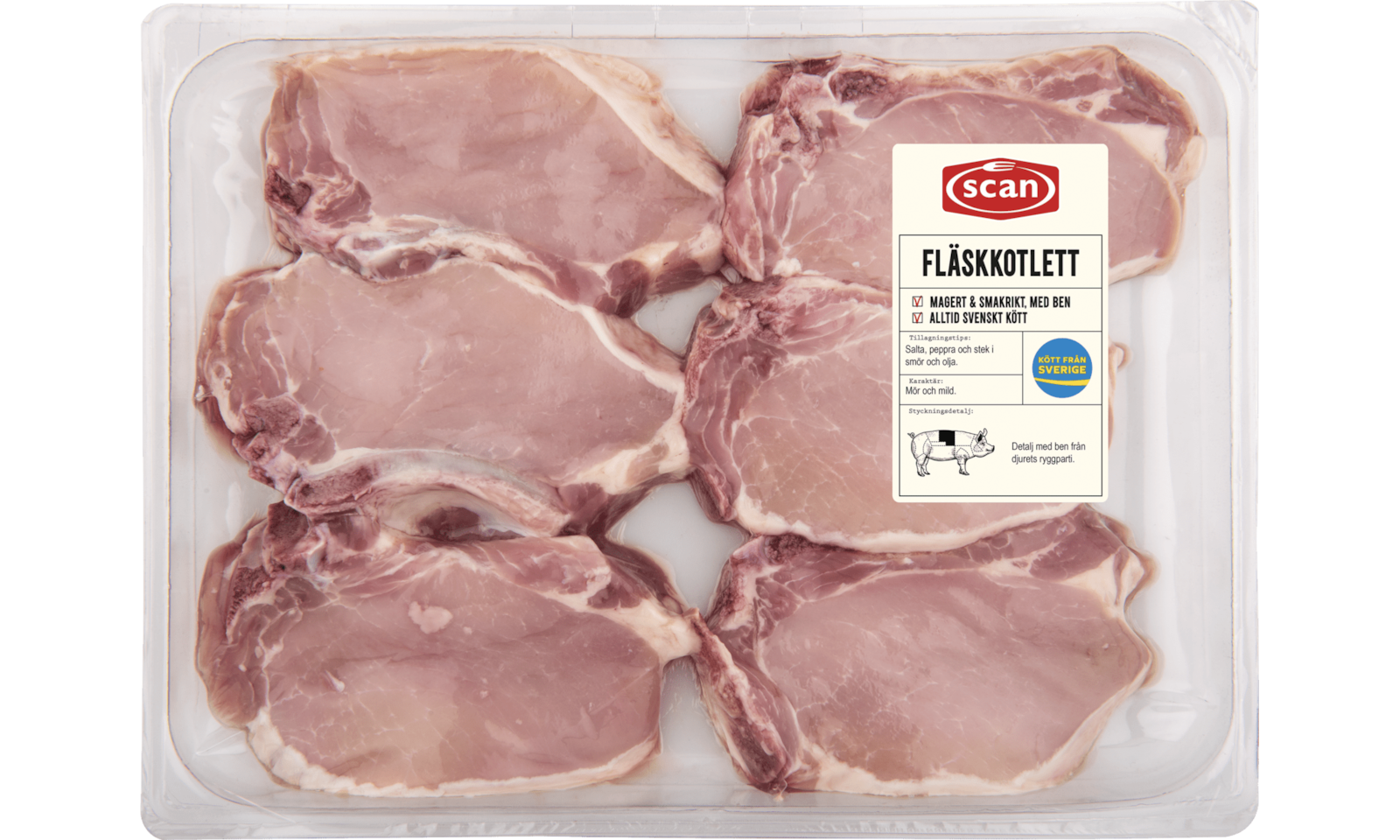 490034 Fläskkotlett med ben ca 1200g ovan