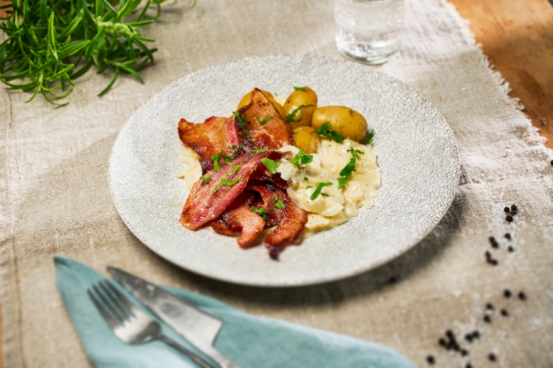 Stekt fläsk löksås