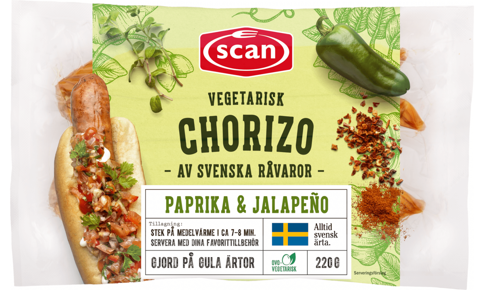 605346 Vegetarisk Chorizo 220g ovan