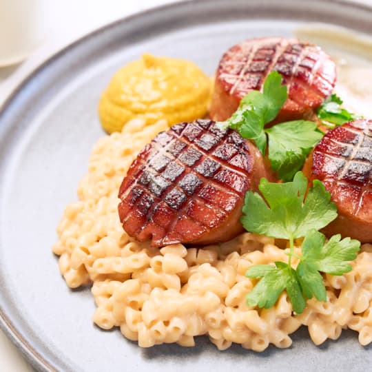 Stuvade makaroner med falukorv