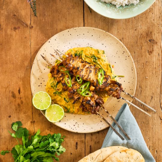 Grillspett på Fläskkarré Tandoori Style