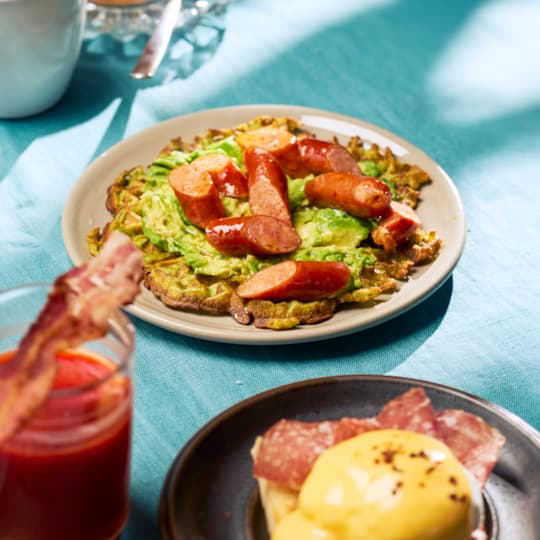 Brunch med spenatvåfflor