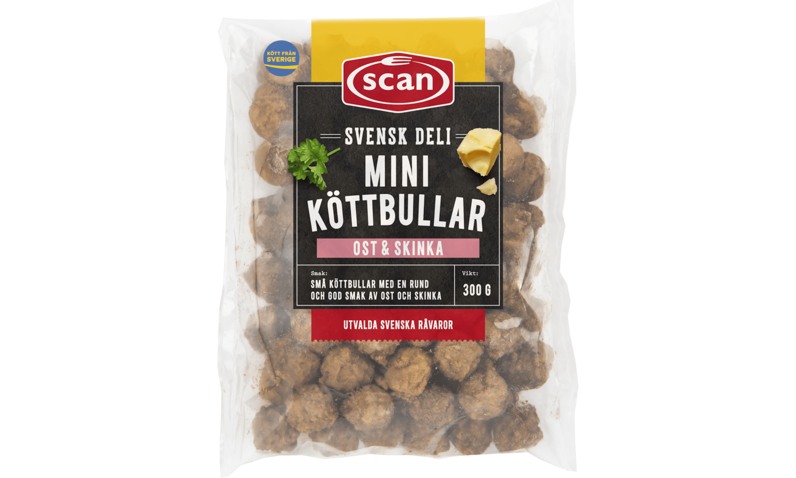 704957 Miniköttbullar ost skinka 300g ovan