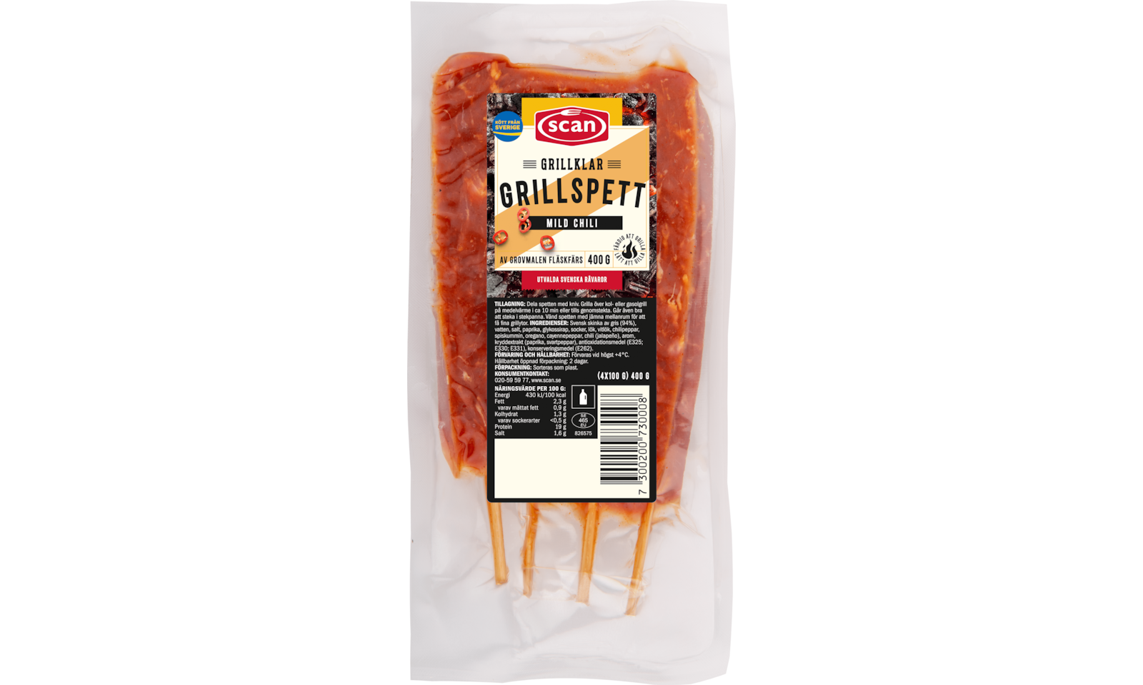 660730 Grillspett mild chili ovan