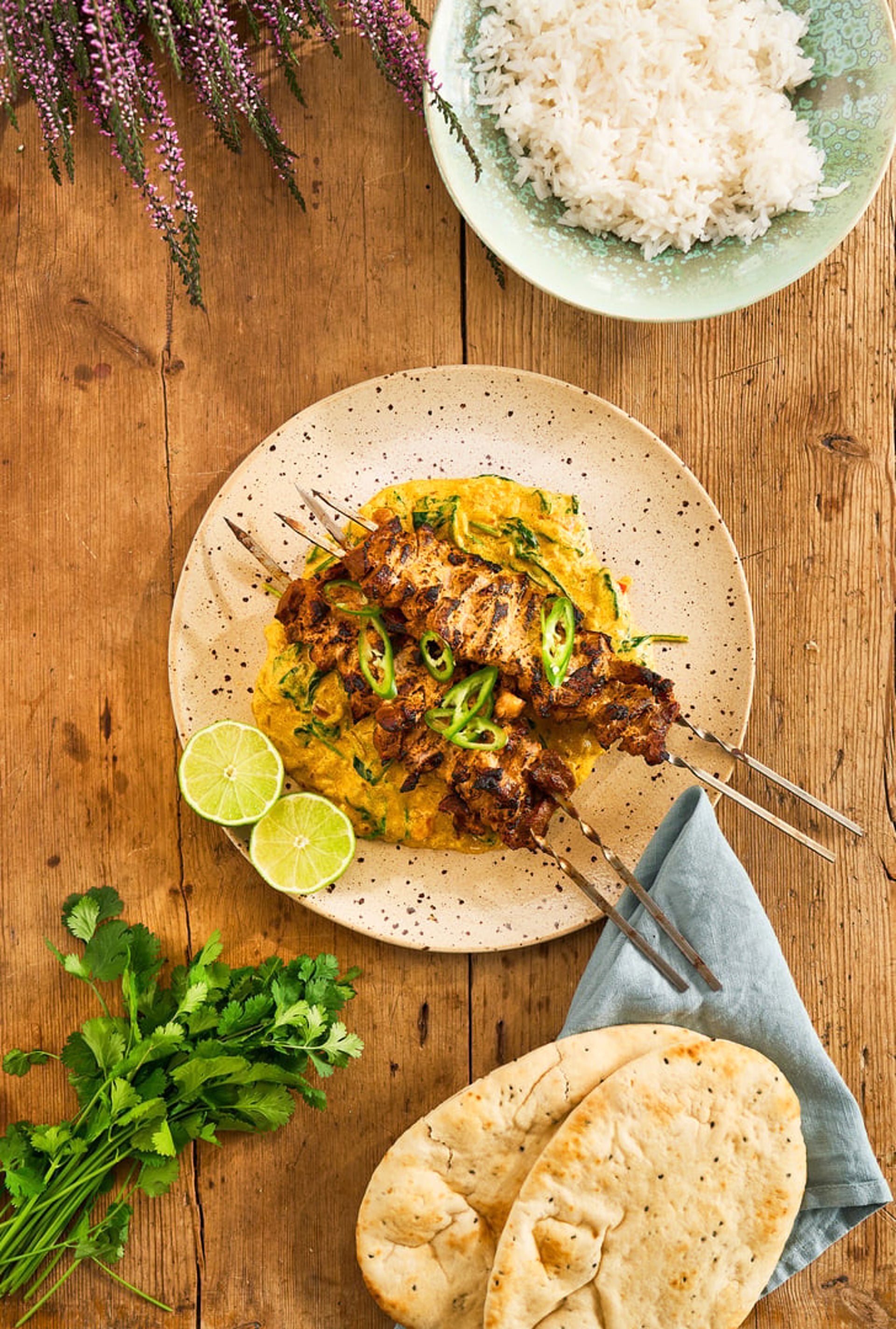 Grillspett på Fläskkarré Tandoori Style